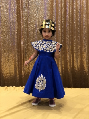 Picture of Samata and Shruthi Royal blue designer cape gown 2-4y