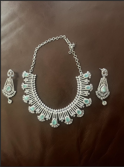 Picture of Zircon mint green necklace set