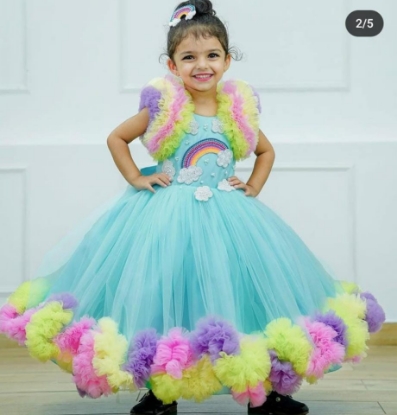 Picture of Rainbow Baby Frock 2 to 4 years old with trail