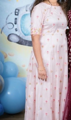 Picture of Embroidered pink long dress