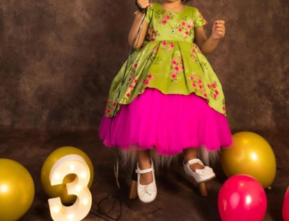 Picture of Yahvi Designs - Raw silk With Netted layered Frock 2-3y