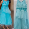 Picture of PL457-Blue pearl work dress with 3d flowers(6-7Y)