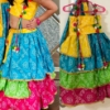 Picture of PL439-Bandini Multicolor croptop skirt and bandini top(9-10Y)