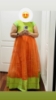 Picture of Organza long frock and cotton kalamkari frock