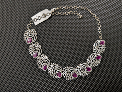 Picture of Cz necklace with pink stones
