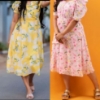 Picture of Yellow Floral Georgette Midi Dress & Pastel Pink Georgette Midi Dress