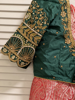 Picture of Brand newRed banarasi tissue saree with green maggam blouse