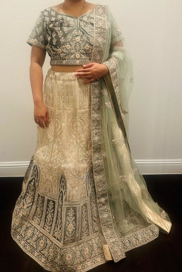 Picture of Neerus beige olive green lehenga