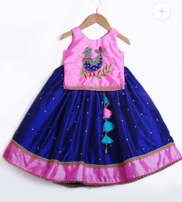 Picture of Pink and blue pavadai 2y