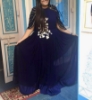 Picture of Designer chiffon blue cowl draped sequin dress