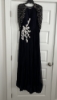 Picture of Designer chiffon blue cowl draped sequin dress