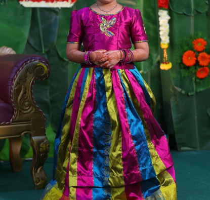 Picture of Pure kanchi pattu langa with maggam work blouse 5-6Y