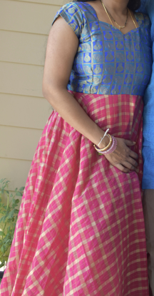 Picture of Blue and pink customized long dress
