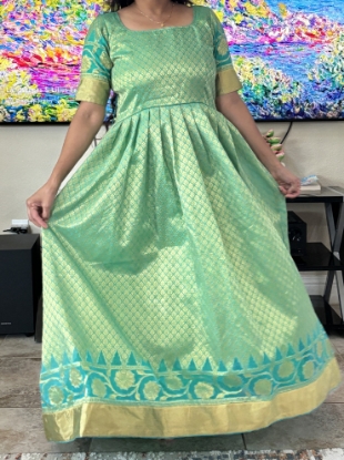 Picture of Green and blue  customized dress