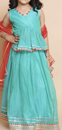 Picture of V-Neck Ready to Wear Lehenga & Blouse With Dupatta 10-12y