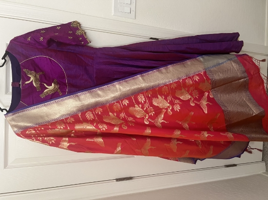 Picture of Purple rawsilk Anarkali Dress