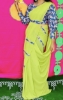 Picture of Green chiffon saree with floral designer blouse