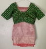 Picture of New pink tissue crushed saree with green blouse