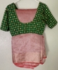 Picture of New pink tissue crushed saree with green blouse