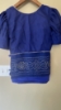 Picture of New Blue Bandhini print silk saree with puffed sleeve blouse
