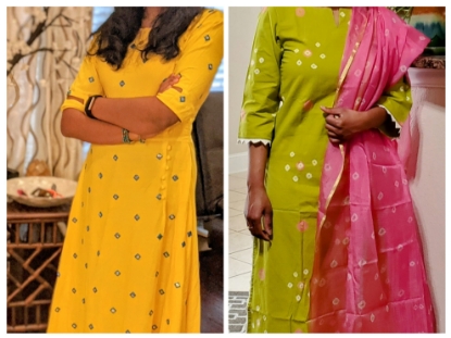 Picture of 3pcs bandini style kurti set and anarkali style kurti  combo