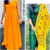 Picture of Combo dresses green long frock with duppta and orange color frock