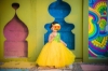 Picture of Lemon yellow and Green long frock 1y