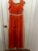 Picture of PL574 Orange ruffle long western gown with pearl belt