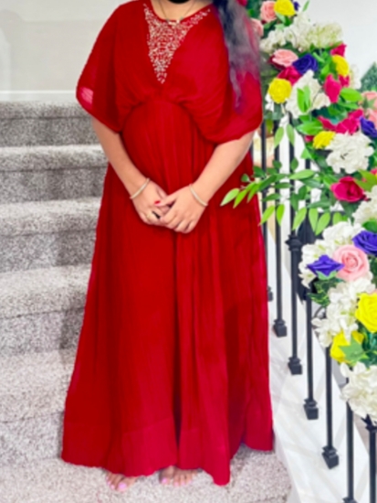 Picture of Red crushed long frock
