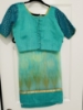 Picture of Brand new Organza parrot green and sea blue fancy saree with designer blouse