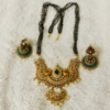Picture of 4 lines black beads with matching earrings along with hip belt.
