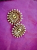 Picture of Super classy and in-trend jadau Kundan  Black beads chain with big size matching earring