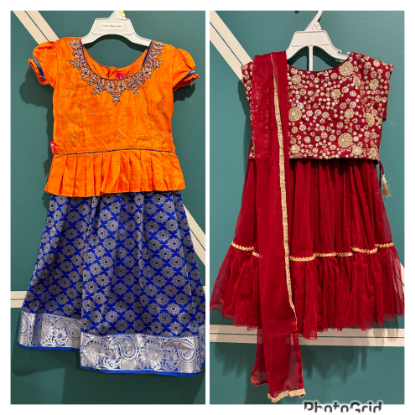 Picture of Semi silk pattu langa and fancy lehenga combo 2-3y