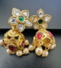 Picture of Real jadau kundan flower jhumkas - super trendy and classy with Swarovski pearl drops. Must have collection