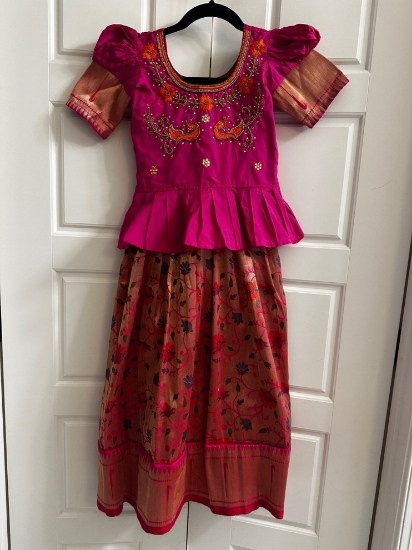 Picture of Paithani Pink and Orange Lehanga 8-10y