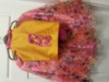 Picture of Halter Neck Bow Top with Flower Pink Skirt - Yellow Organza Floral Lehenga with Green Blouse 4-5y