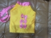 Picture of Halter Neck Bow Top with Flower Pink Skirt - Yellow Organza Floral Lehenga with Green Blouse 4-5y