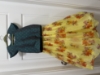 Picture of Halter Neck Bow Top with Flower Pink Skirt - Yellow Organza Floral Lehenga with Green Blouse 4-5y