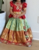 Picture of Pure Kanchi Pattu seagreen and red lehenga 2-4y 