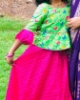 Picture of Raw silk check style skirt with mirror work blouse 8-10y