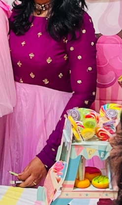 Picture of Purple ombre long frock with chudi sleeves 