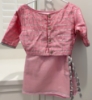 Picture of Baby pink Organza saree with checkered blouse