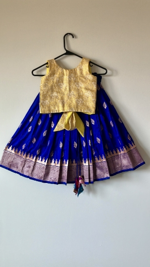 Picture of Yellow and dark blue benaras langa 4-5y