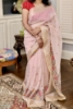 Picture of Peach and red combination saree 