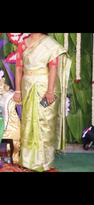 Picture of Pure venkatagiri saree with maggam work blouse