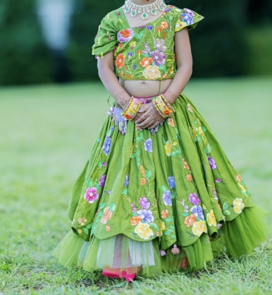 Picture of Designer hand-painted maggam work lehenga 3-4y 