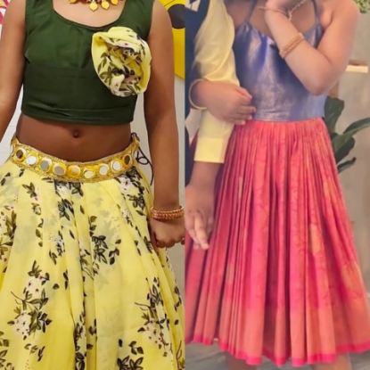 Picture of Green lehenga and benarasi frock 2-3y