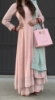 Picture of Light peach gown suit with light sea greens dupatta & loose bottom 