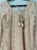 Picture of Light peach gown suit with light sea greens dupatta & loose bottom 