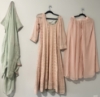 Picture of Light peach gown suit with light sea greens dupatta & loose bottom 